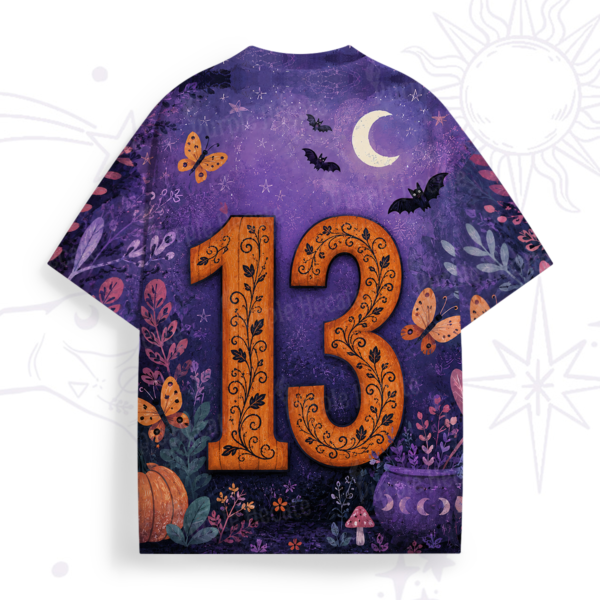 Purplehecate Halloween Witch Cat Moonlight All Over Print T-Shirt