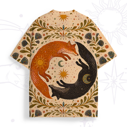 Purplehecate Twin Fox Cycle Totem All Over Print T-Shirt