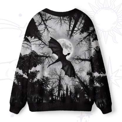 Purplehecate Gothic Moonlit Dragon Forest Ugly Cardigan Sweaters