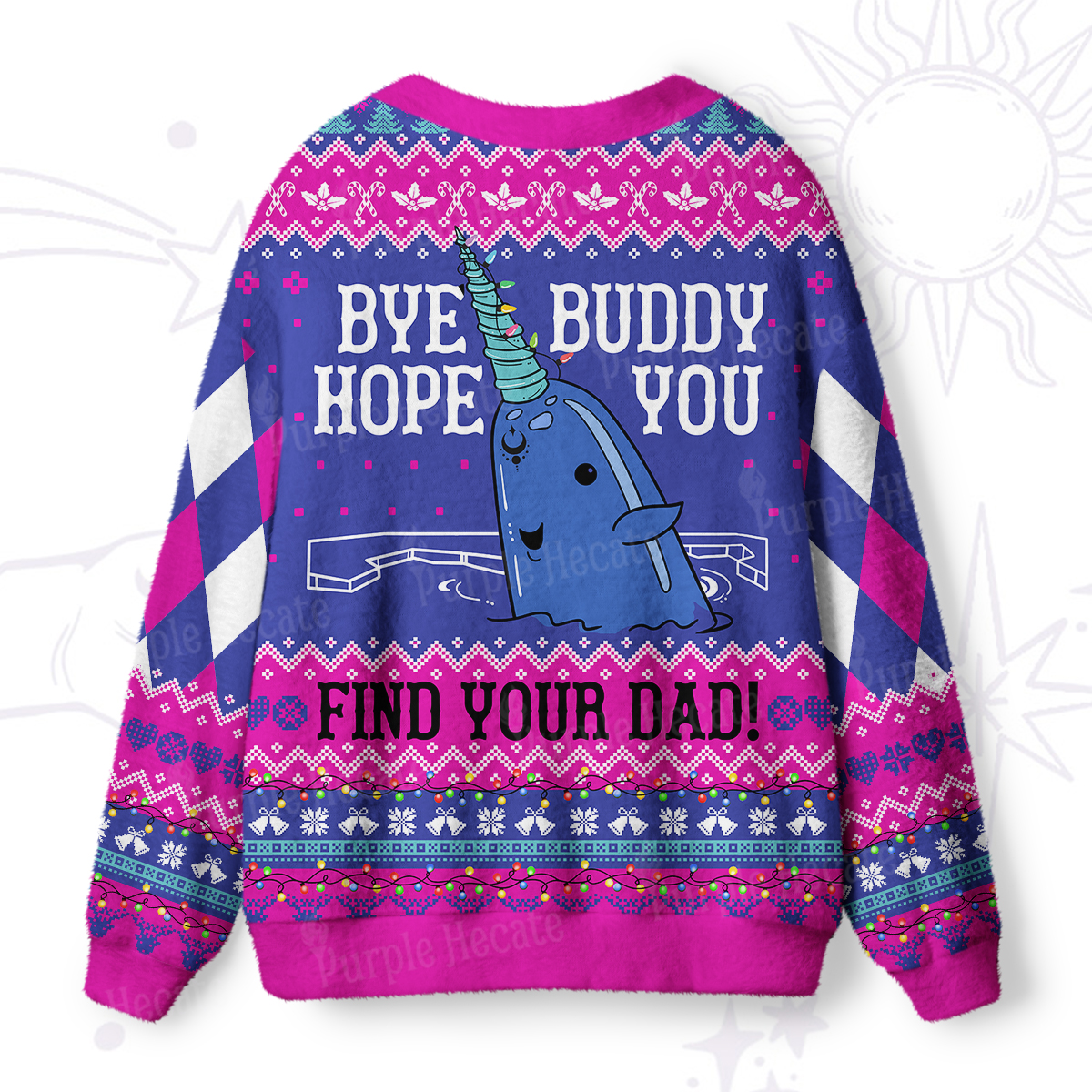 Purplehecate Good Luck Buddy Whale Ugly Cardigan Sweaters