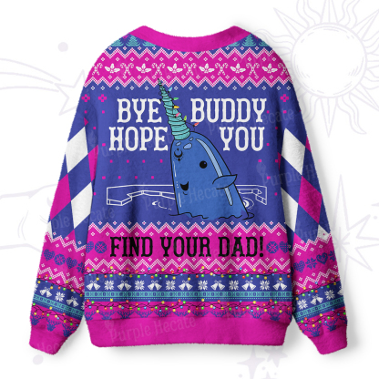 Purplehecate Good Luck Buddy Whale Ugly Cardigan Sweaters