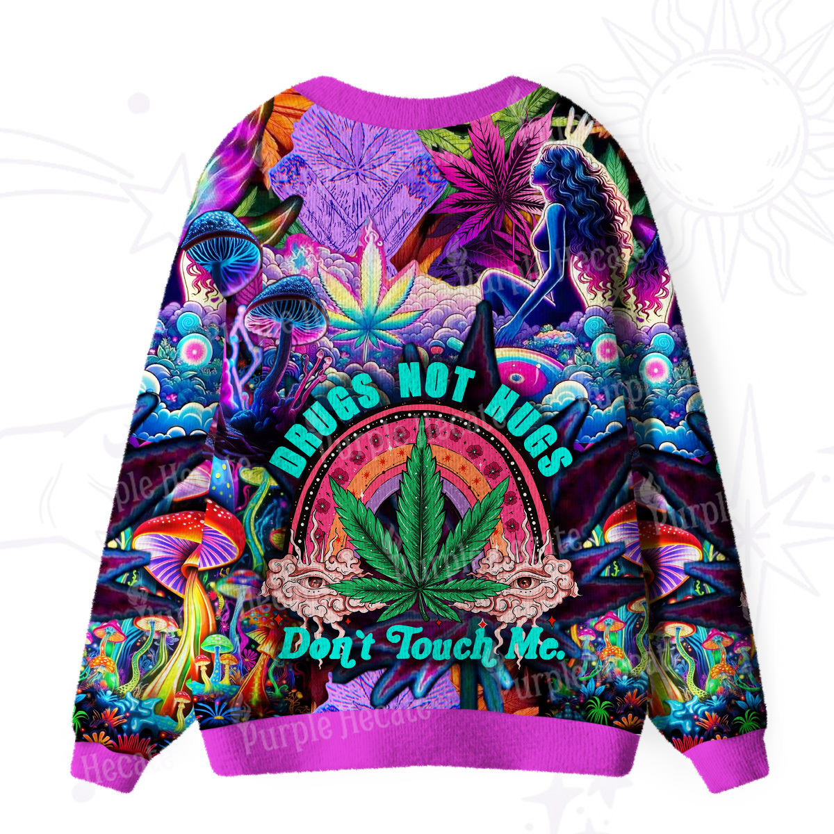 Purplehecate Drugs Not Hugs Don't Touch Me Ugly Cardigan Sweaters