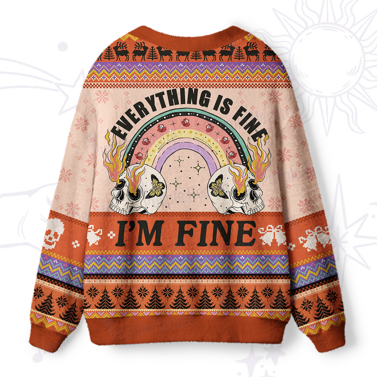 Purplehecate Everything Is Fine Ugly Cardigan Sweaters