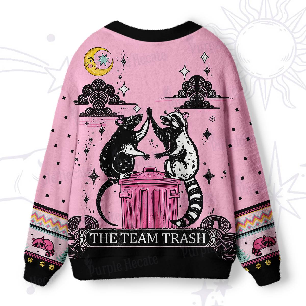 Purplehecate The Team Trash Opossum Tarot Ugly Cardigan Sweaters