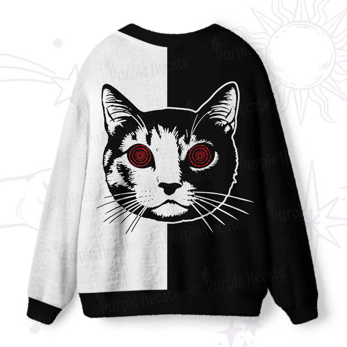 Purplehecate Hypnotic Cat Ugly Cardigan Sweaters