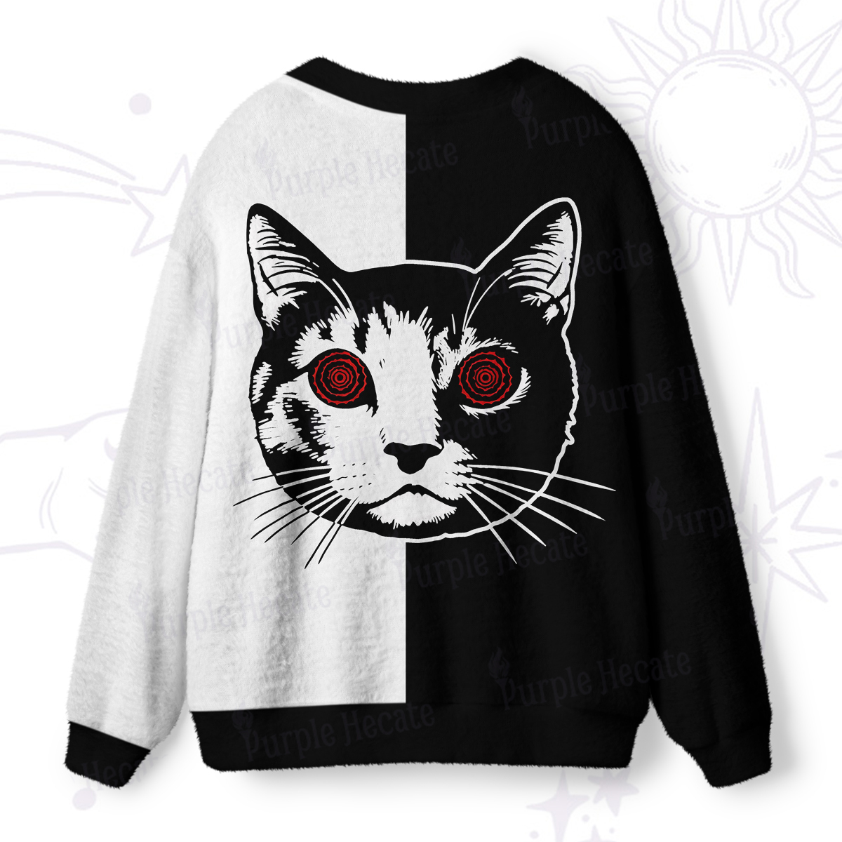 Purplehecate Hypnotic Cat Ugly Cardigan Sweaters