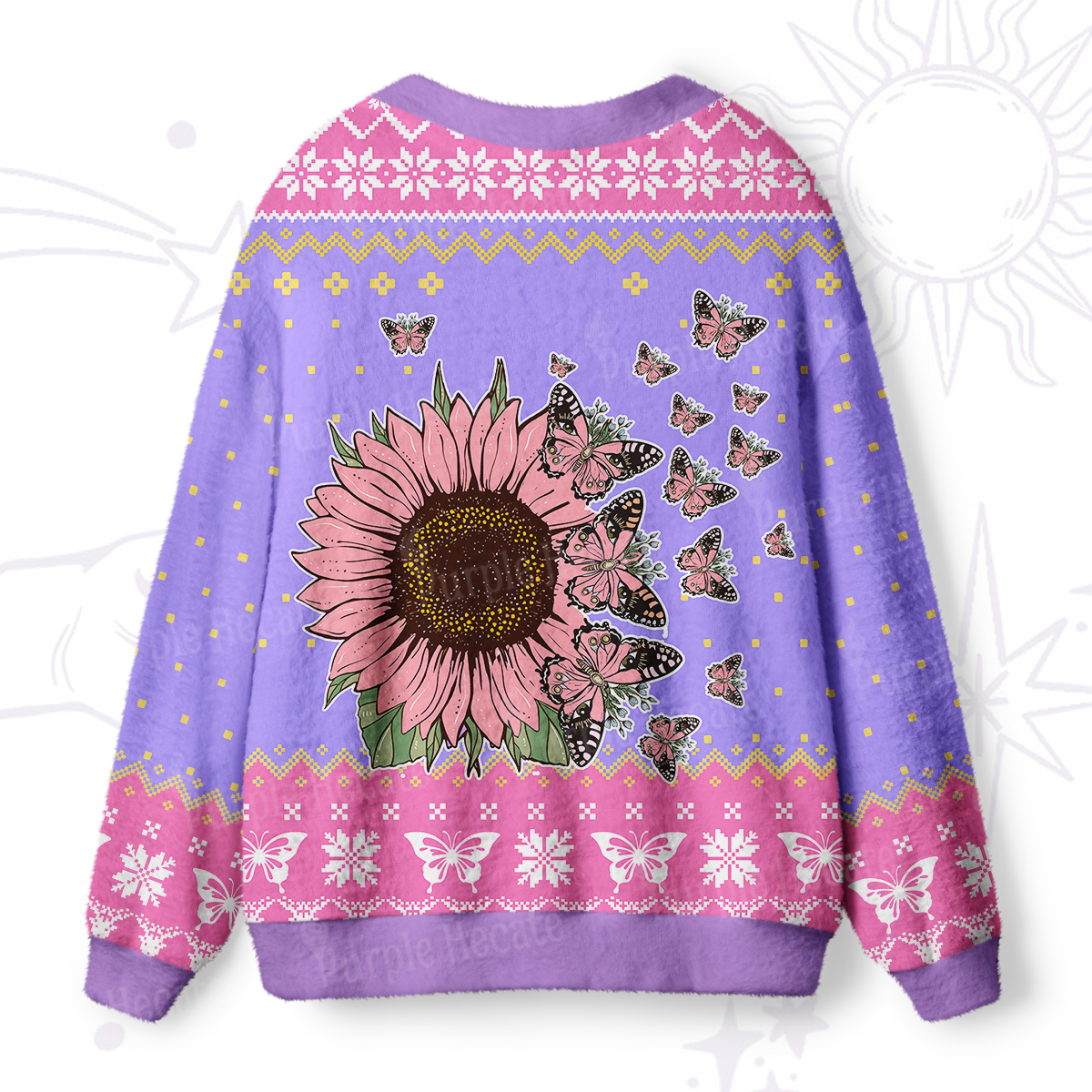 Purplehecate Enchanted Sunflower Garden Ugly Cardigan Sweaters