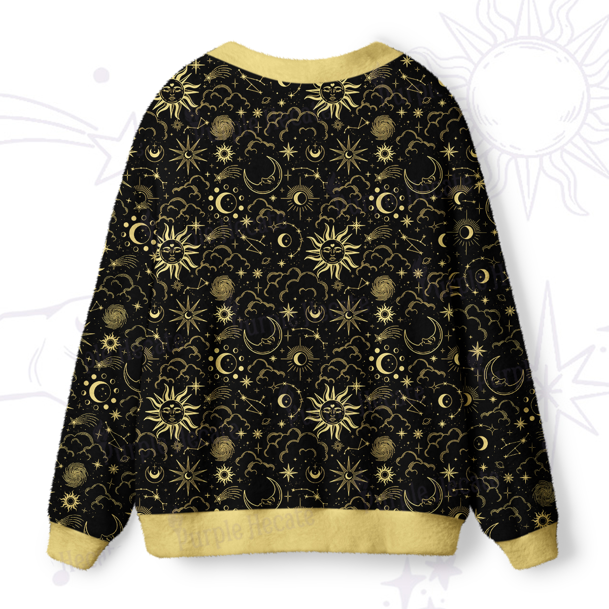 Purplehecate Mysterious Star & Moon Ugly Cardigan Sweaters