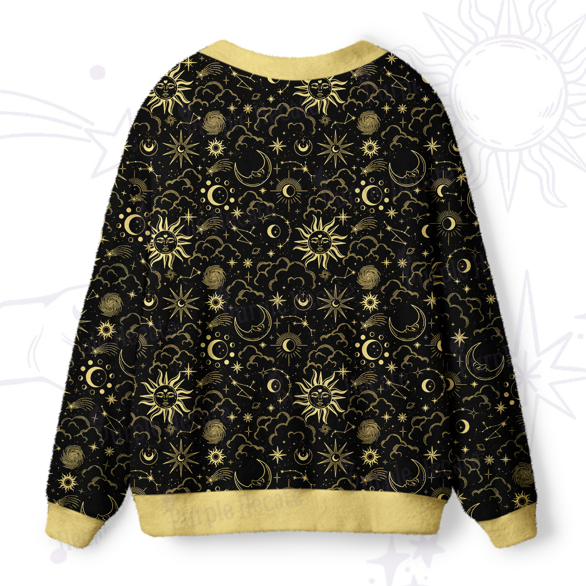 Purplehecate Mysterious Star & Moon Ugly Cardigan Sweaters