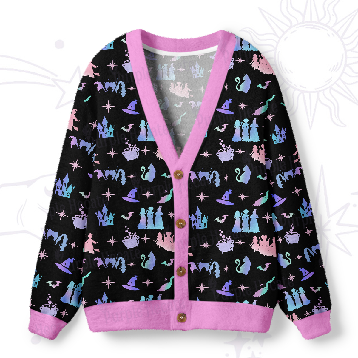 Magic Purplehecate Spellbound Sisters Ugly Cardigan Sweaters