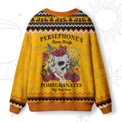 Purplehecate Persephone's Farm Fresh Pomegranates Pick Your Own Ugly Cardigan Sweaters
