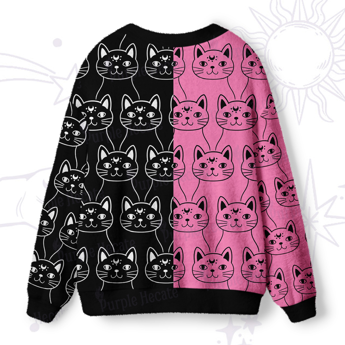Purplehecate Sketchy Cat Ugly Cardigan Sweaters