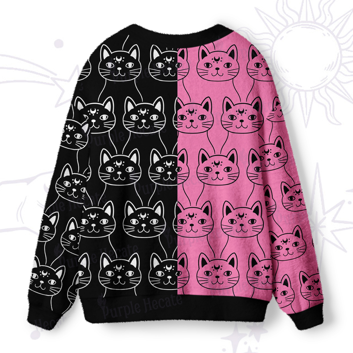 Purplehecate Sketchy Cat Ugly Cardigan Sweaters