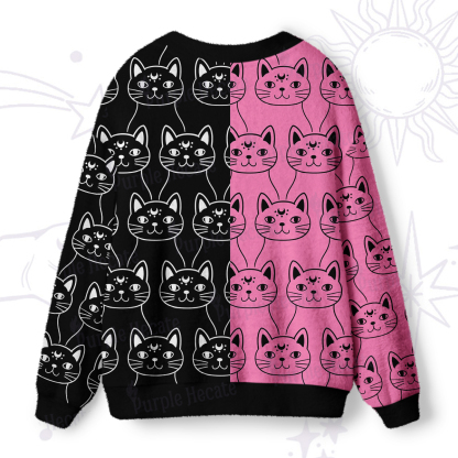 Purplehecate Sketchy Cat Ugly Cardigan Sweaters