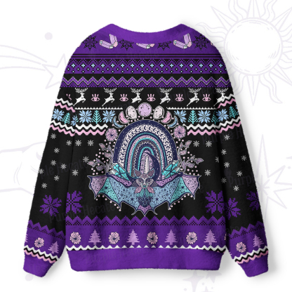 Purplehecate Moon Phase Bat Ugly Cardigan Sweaters