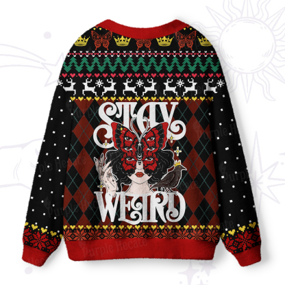Purplehecate Stay Weird Gothic Butterfly Ugly Cardigan Sweaters