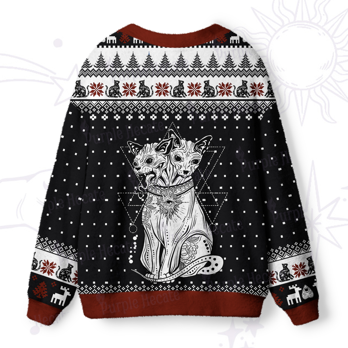 Purplehecate The Cat Goddess Bastet Ugly Cardigan Sweaters