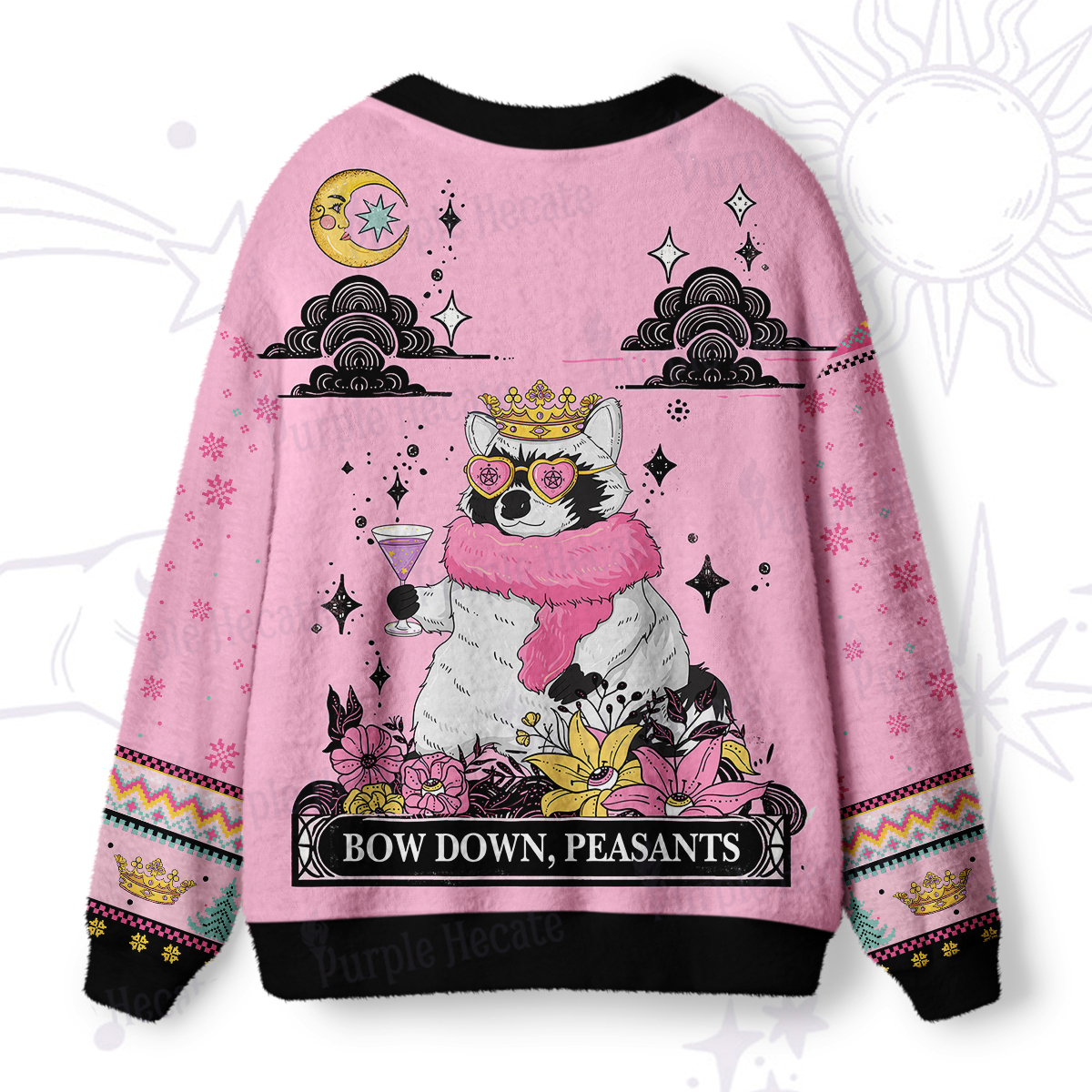 Purplehecate Bow Down Peasants Ugly Cardigan Sweaters