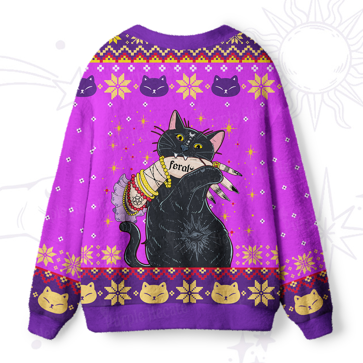 Purplehecate Feral Cat Ugly Cardigan Sweaters