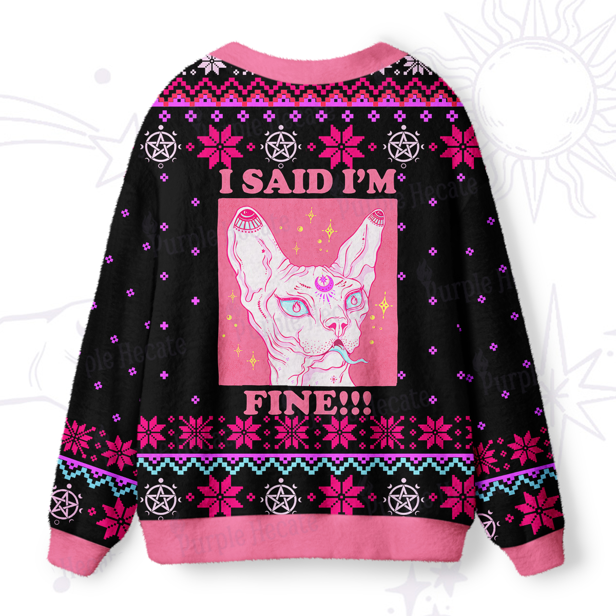 Purplehecate I Said I'm Fine Ugly Cardigan Sweaters