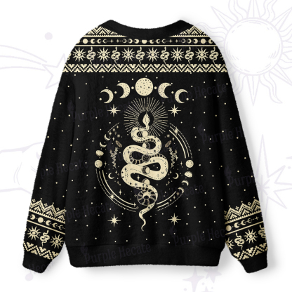 Purplehecate Snake And Moon Phase Comfort Ugly Cardigan Sweaters