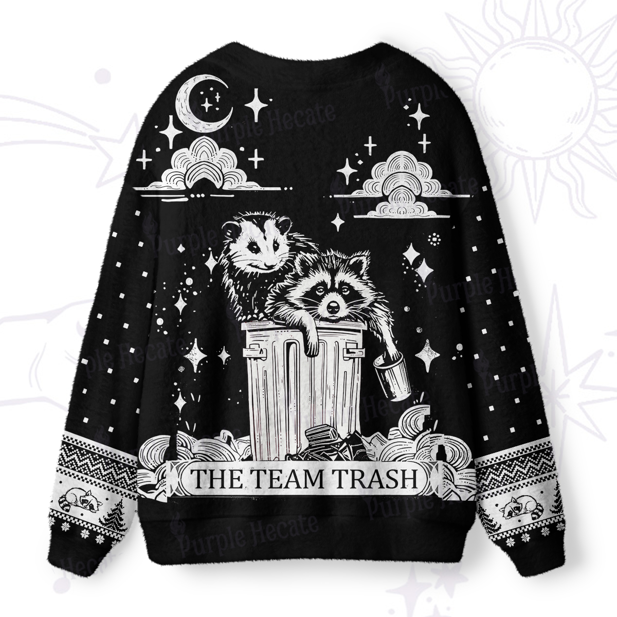 Purplehecate The Team Trash Raccoon & Possum Ugly Cardigan Sweaters