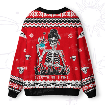 Purplehecate Everything Is Fine Ugly Cardigan Sweaters