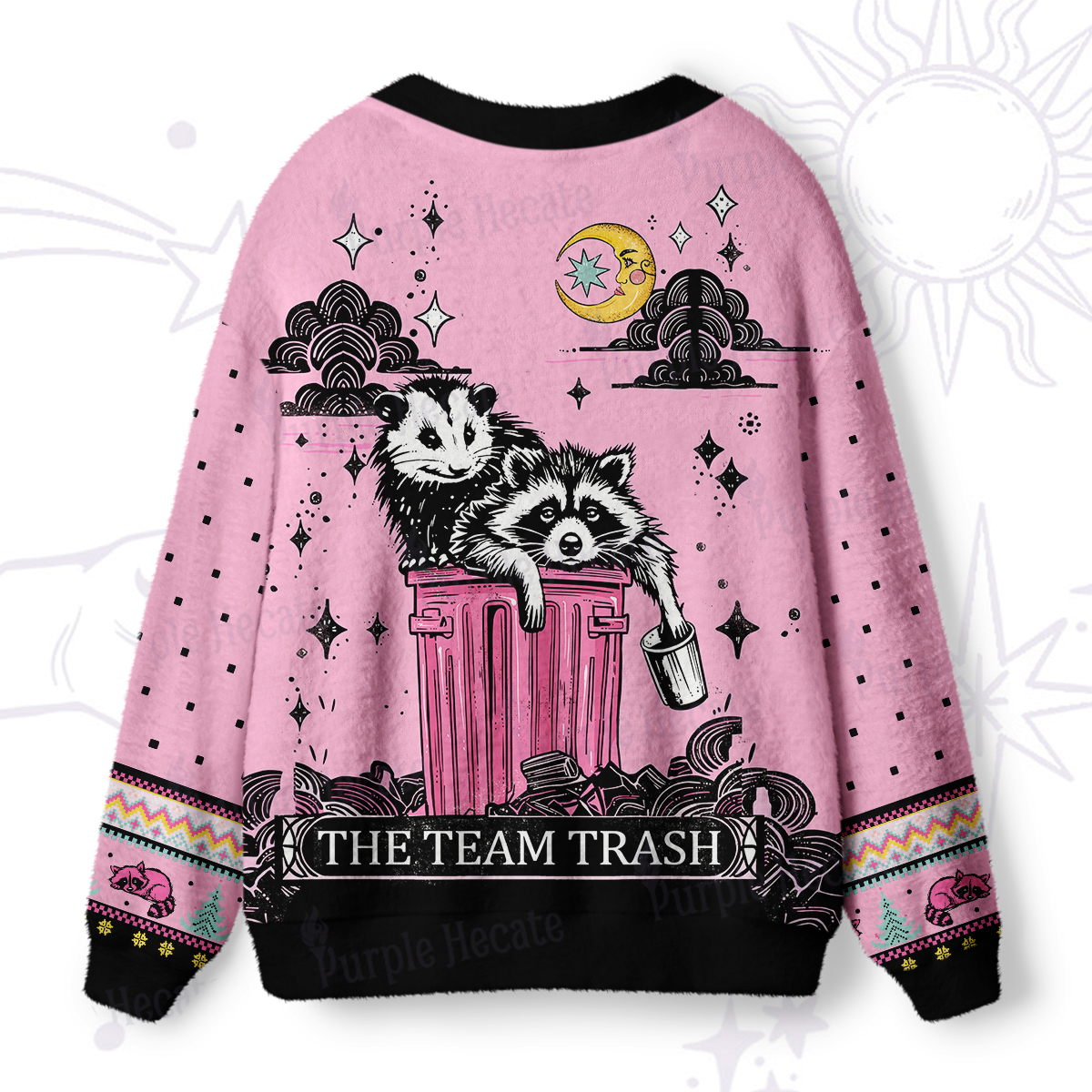 Purplehecate The Team Trash Raccoon & Possum Tarot Ugly Cardigan Sweaters