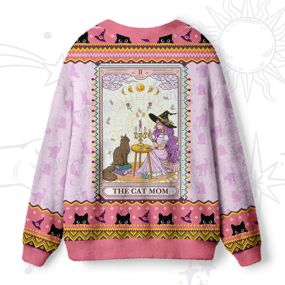 Purplehecate The Cat Witch Mom Tarot Ugly Cardigan Sweaters