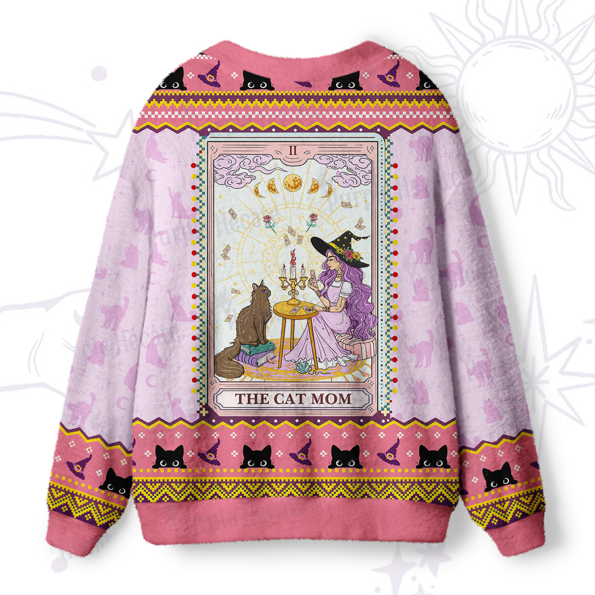 Purplehecate The Cat Witch Mom Tarot Ugly Cardigan Sweaters