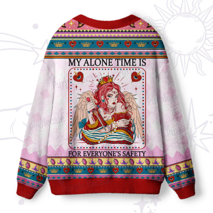 Purplehecate My Alone Time Is For Everyone's Safety Ugly Cardigan Sweaters