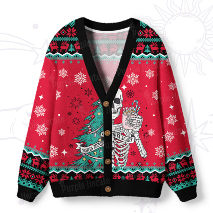 Purplehecate Sorta Merry Sorta Scary Christmas Ugly Cardigan Sweaters