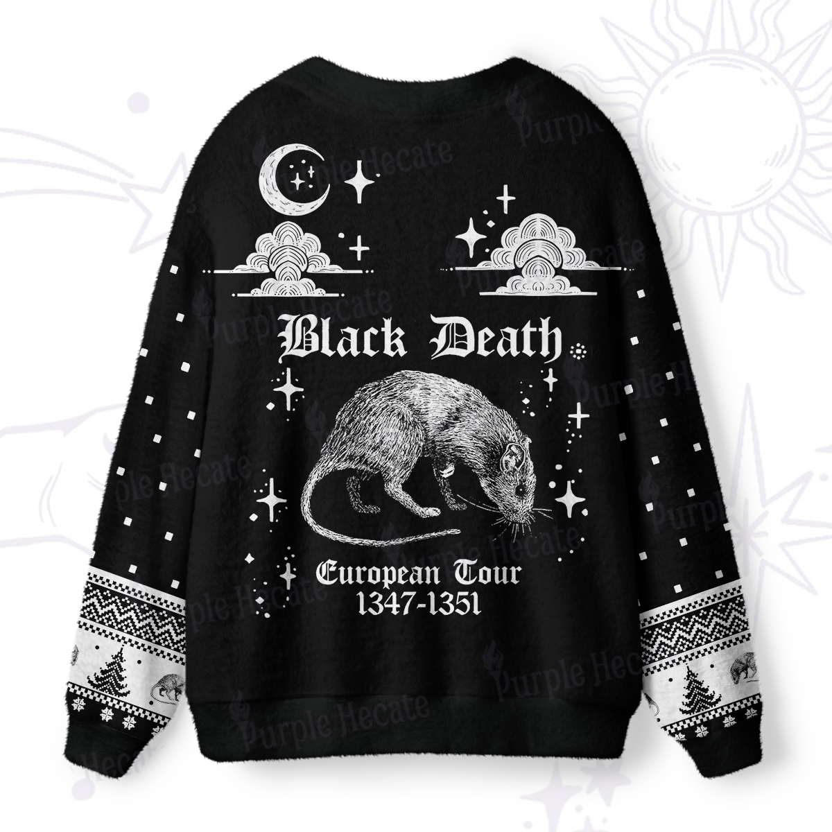 Purplehecate Black Death European Tour Ugly Cardigan Sweaters