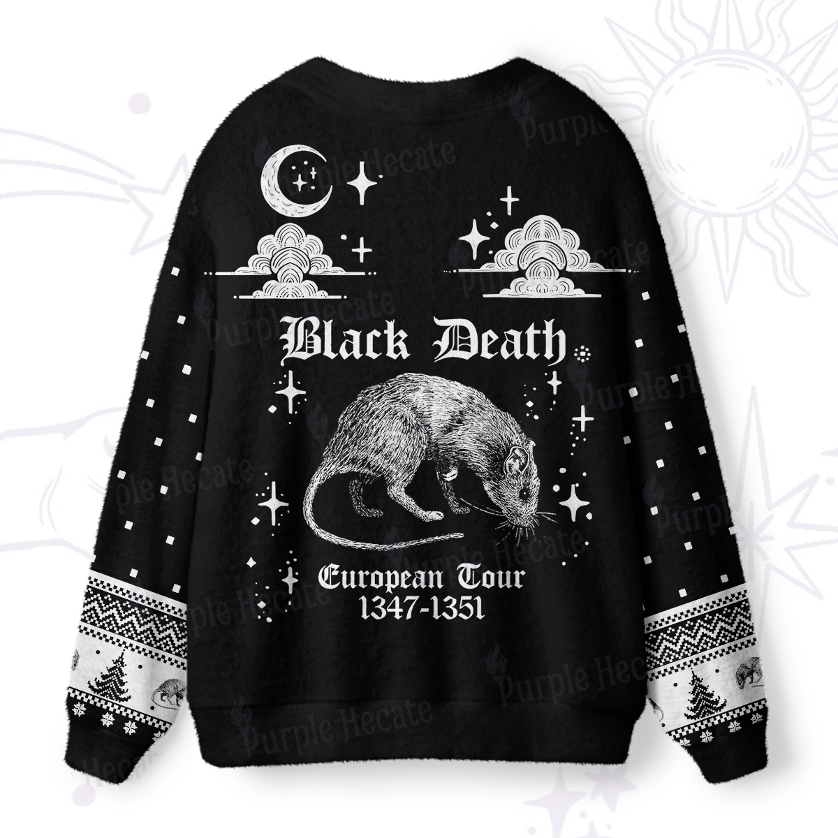 Purplehecate Black Death European Tour Ugly Cardigan Sweaters