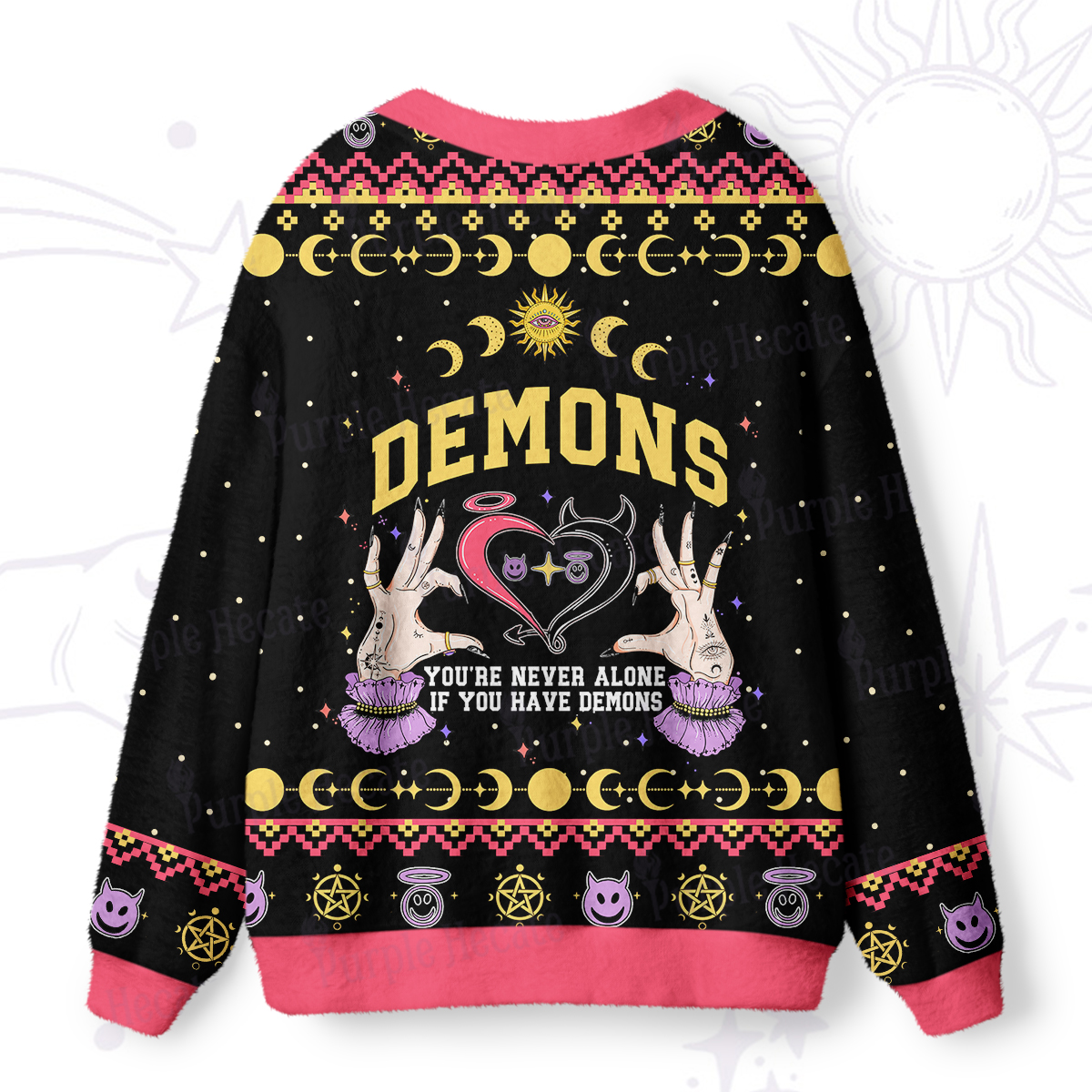 Purplehecate You're Never Alone If You Have Demons Ugly Cardigan Sweaters