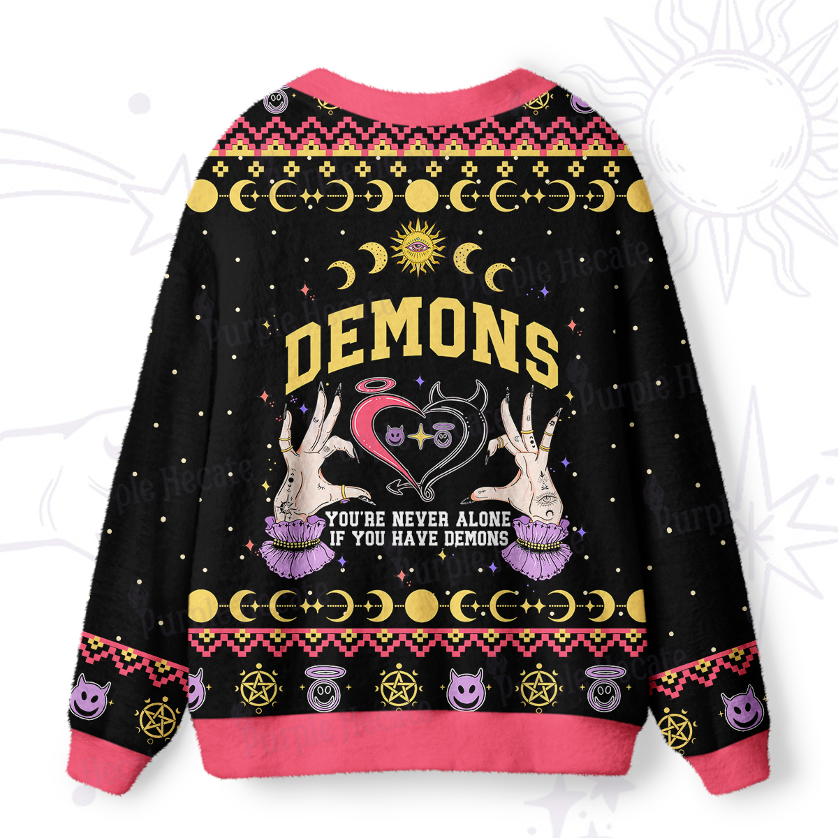 Purplehecate You're Never Alone If You Have Demons Ugly Cardigan Sweaters