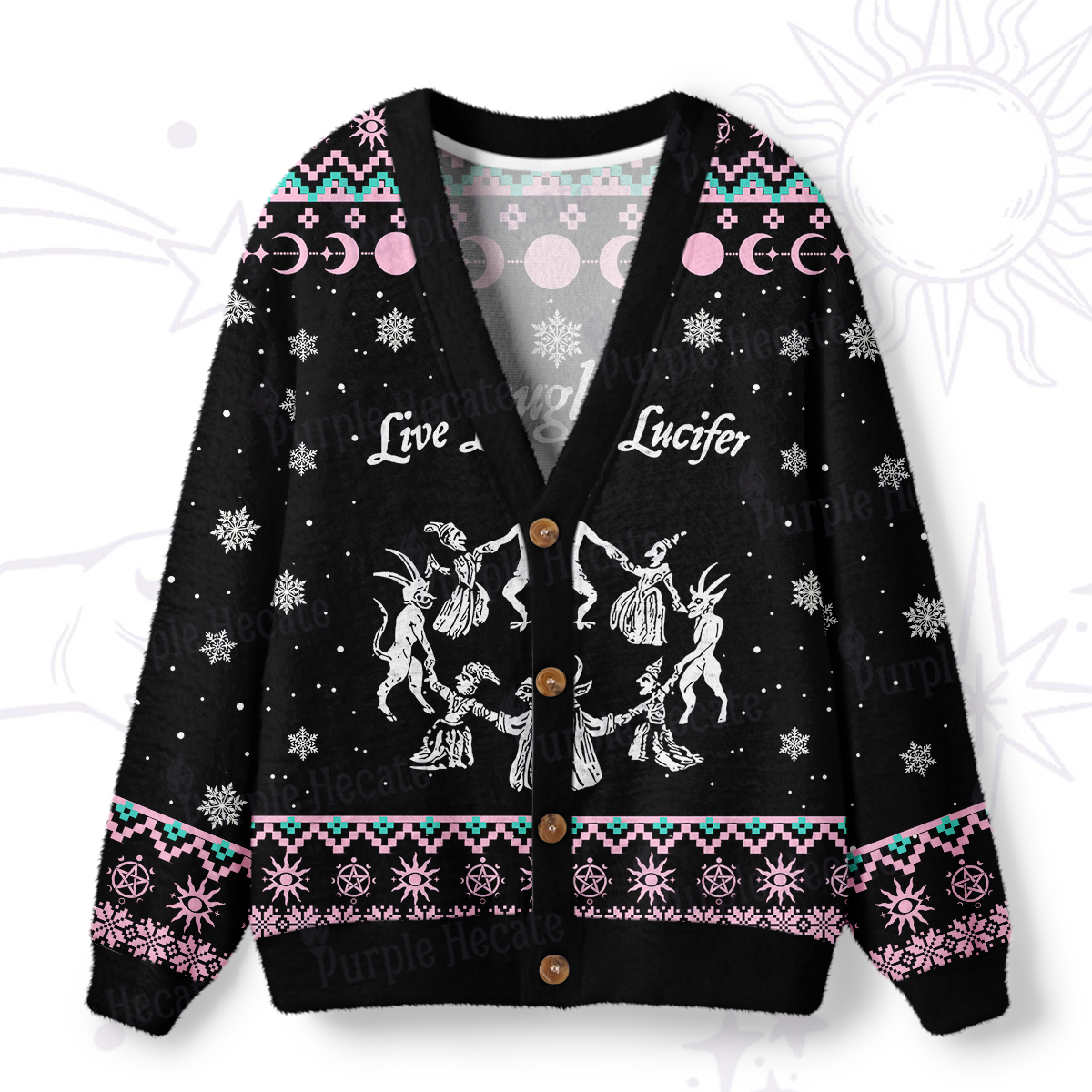 Purplehecate Live Laugh Lucifer Ugly Cardigan Sweaters