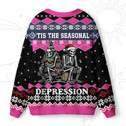 Purplehecate Seasonal Depression Christmas Ugly Cardigan Sweaters