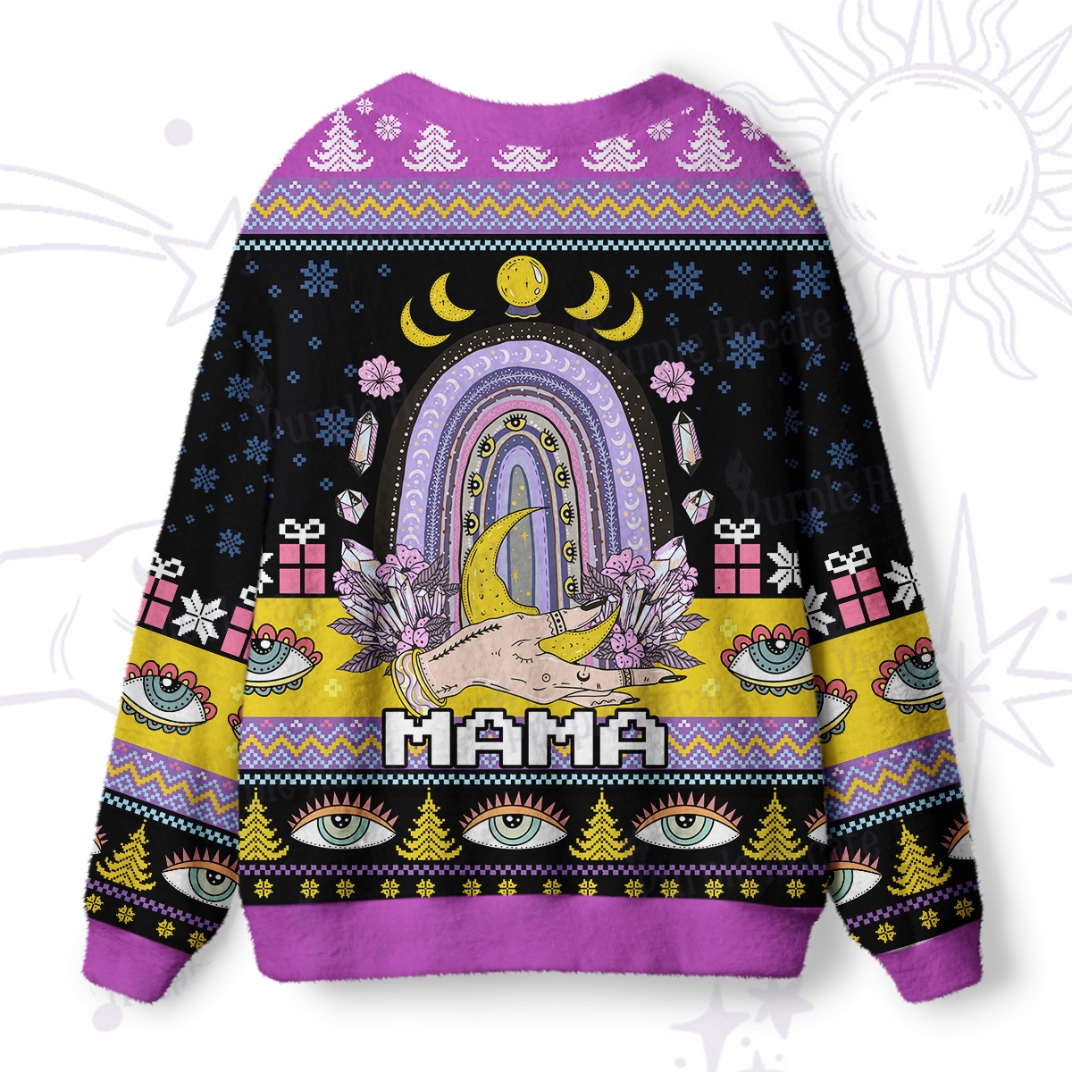 Purplehecate Gothic Mama Rainbow Ugly Cardigan Sweaters