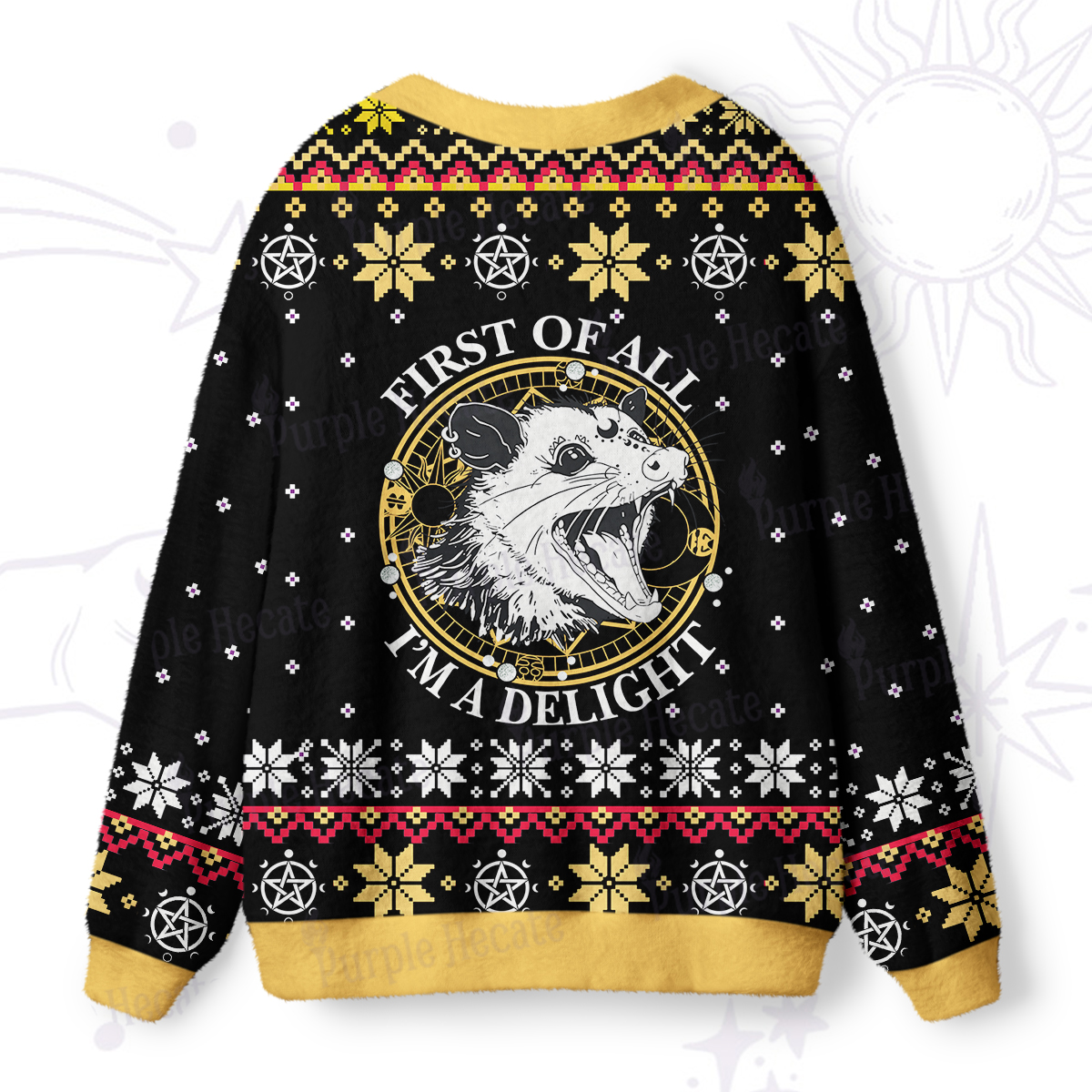 Purplehecate First Of All I'm A Delightful Opossum Ugly Cardigan Sweaters
