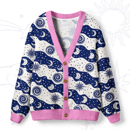 Purplehecate Starry Tides Ugly Cardigan Sweaters