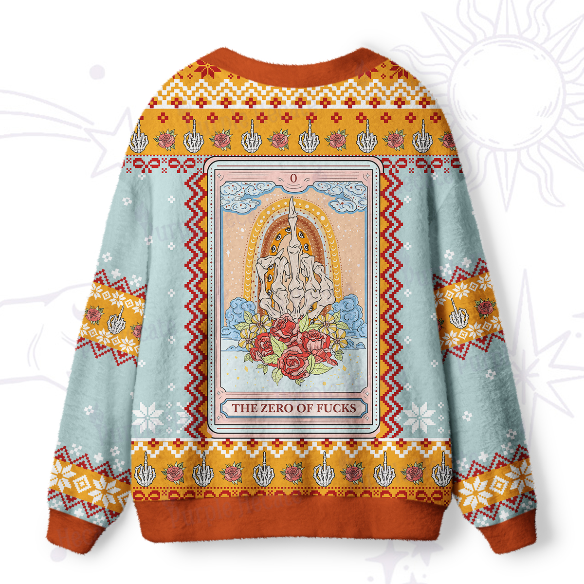Purplehecate The Zero Of Fucks Tarot Ugly Cardigan Sweaters