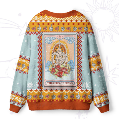Purplehecate The Zero Of Fucks Tarot Ugly Cardigan Sweaters
