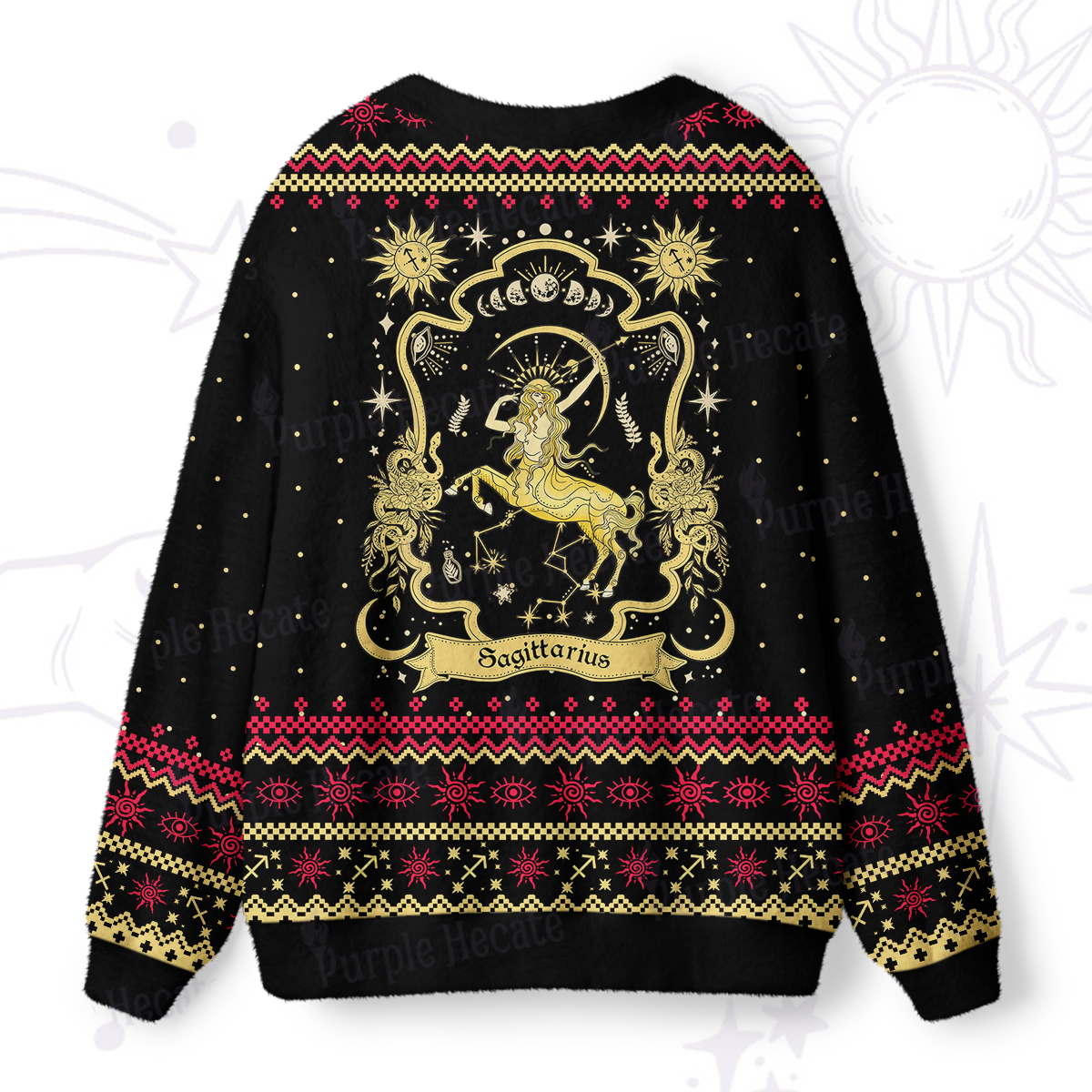 Purplehecate Sagittarius' Astral Mirage Zodiac Ugly Cardigan Sweaters