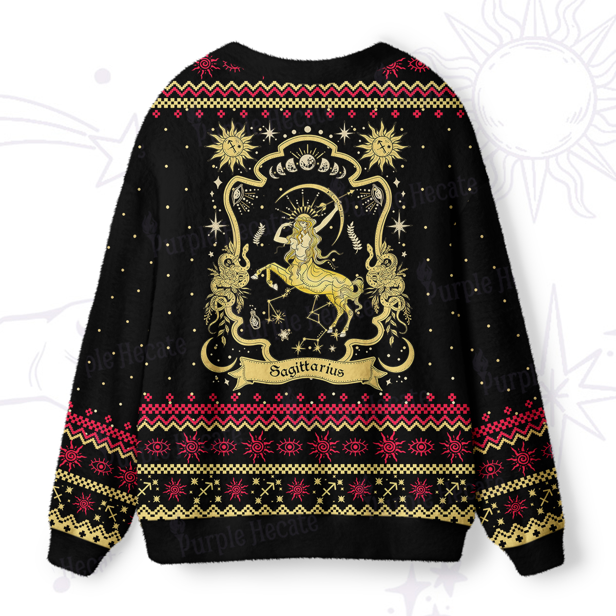 Purplehecate Sagittarius' Astral Mirage Zodiac Ugly Cardigan Sweaters