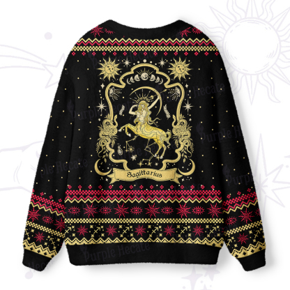 Purplehecate Sagittarius' Astral Mirage Zodiac Ugly Cardigan Sweaters