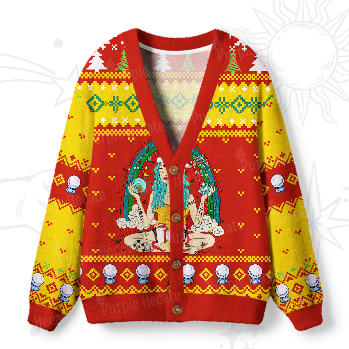 Purplehecate Christmas I'm The Queen Of All My Dreams Ugly Cardigan Sweaters