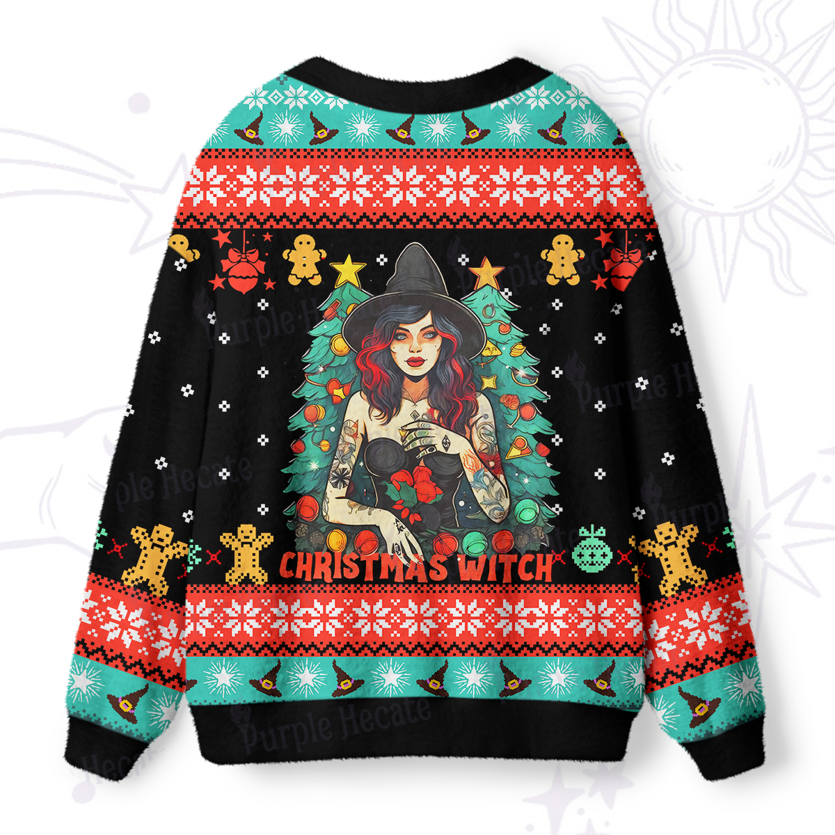Purplehecate Christmas Witch Ugly Cardigan Sweaters
