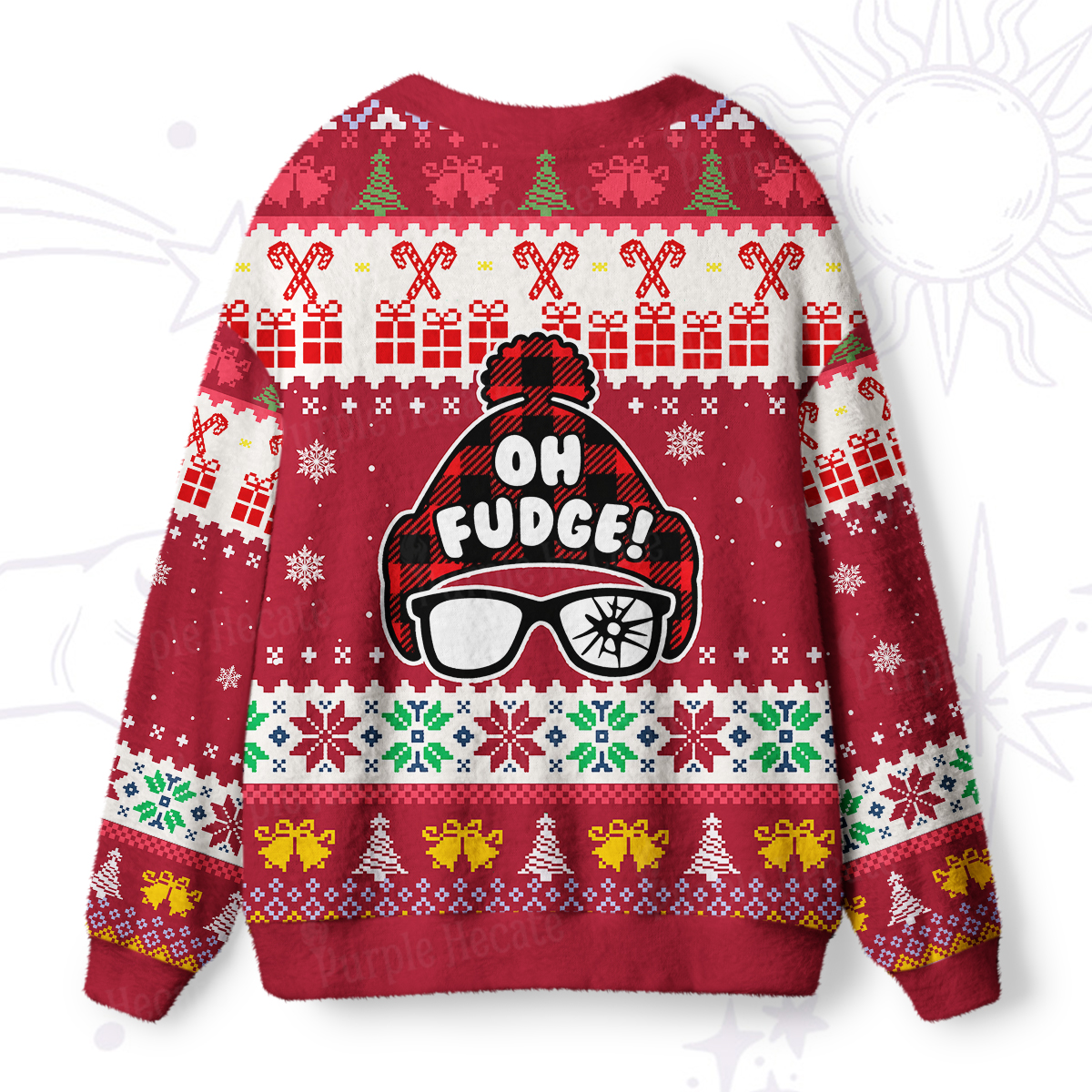 Purplehecate Oh Fudge Christmas Ugly Cardigan Sweaters