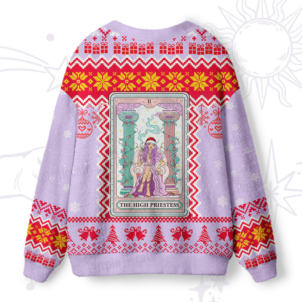 Purplehecate The High Priestess Tarot Card Christmas Ugly Cardigan Sweaters
